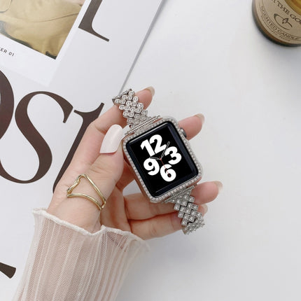 Rhombus Full Diamond Metal Replacement Wrist Strap Watchband + Case For Apple Watch Series - DealBuddy