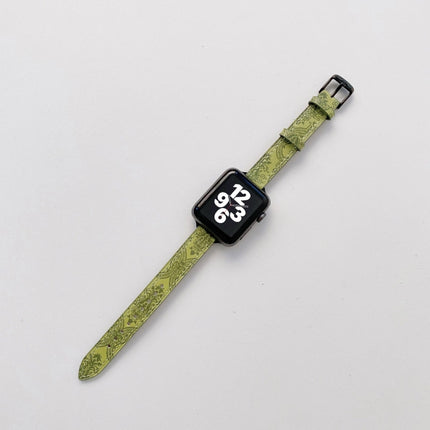 Small Slim Ethnic Leather Replacement Wrist Strap Watchband For Apple Watch Series, 7 41mm / 6&SE&5&4 40mm / 3&2&1 38mm, 7 45mm / 6&SE&5&4 44mm / 3&2&1 42mm - DealBuddy