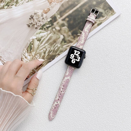 Small Slim Ethnic Leather Replacement Wrist Strap Watchband For Apple Watch Series, 7 41mm / 6&SE&5&4 40mm / 3&2&1 38mm, 7 45mm / 6&SE&5&4 44mm / 3&2&1 42mm - DealBuddy