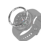 For Samsung Galaxy Watch4 Classic 46mm / Silver Ring Black Letter
