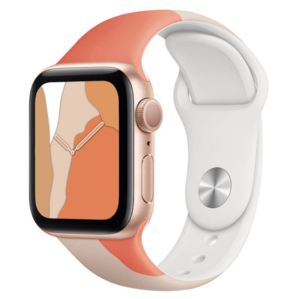 Morandi Series Contrast Color Silicone Replacement Watchband For Apple Watch Series, 7 41mm / 6&SE&5&4 40mm / 3&2&1 38mm, 7 45mm / 6&SE&5&4 44mm / 3&2&1 42mm - DealBuddy