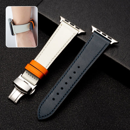 Butterfly Clasp Business Top Layer Cowhide Leather Strap Watchband, For Apple Watch Series 8&7 41mm / SE 2&6&SE&5&4 40mm / 3&2&1 38mm, For Apple Watch Series 6&SE&5&4 44mm / 3&2&1 42mm, For Apple Watch Series 6&SE& 5&4 40mm / 3 & 2 & 1 38mm - DealBuddy