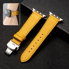 Butterfly Clasp Business Top Layer Cowhide Leather Strap Watchband - DealBuddy