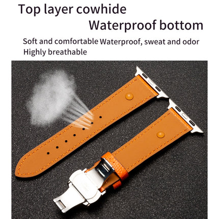 Butterfly Clasp Business Top Layer Cowhide Leather Strap Watchband, For Apple Watch Series 8&7 41mm / SE 2&6&SE&5&4 40mm / 3&2&1 38mm, For Apple Watch Series 6&SE&5&4 44mm / 3&2&1 42mm, For Apple Watch Series 6&SE& 5&4 40mm / 3 & 2 & 1 38mm - DealBuddy