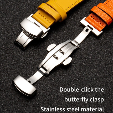 Butterfly Clasp Business Top Layer Cowhide Leather Strap Watchband - DealBuddy