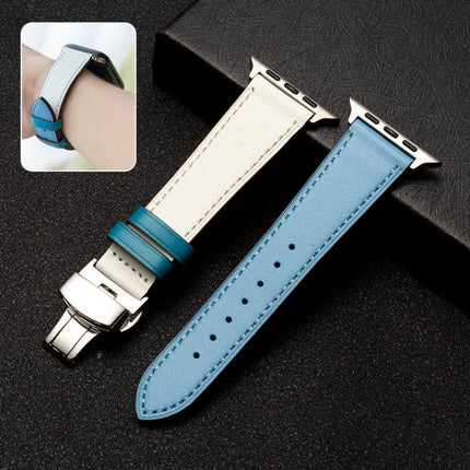 Butterfly Clasp Business Top Layer Cowhide Leather Strap Watchband, For Apple Watch Series 8&7 41mm / SE 2&6&SE&5&4 40mm / 3&2&1 38mm, For Apple Watch Series 6&SE&5&4 44mm / 3&2&1 42mm, For Apple Watch Series 6&SE& 5&4 40mm / 3 & 2 & 1 38mm - DealBuddy