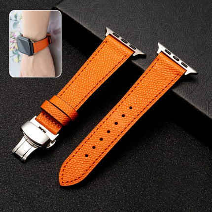 Butterfly Clasp Business Top Layer Cowhide Leather Strap Watchband - DealBuddy
