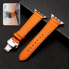 Butterfly Clasp Business Top Layer Cowhide Leather Strap Watchband - DealBuddy