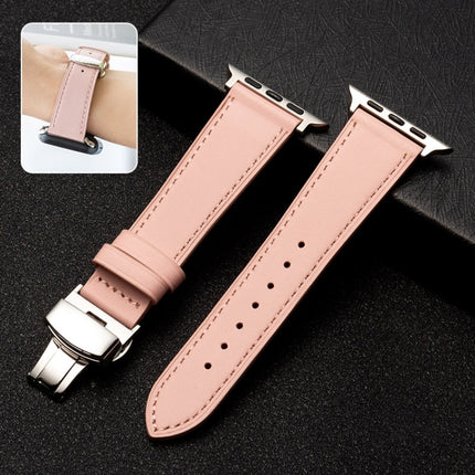 Butterfly Clasp Business Top Layer Cowhide Leather Strap Watchband, For Apple Watch Series 8&7 41mm / SE 2&6&SE&5&4 40mm / 3&2&1 38mm, For Apple Watch Series 6&SE&5&4 44mm / 3&2&1 42mm, For Apple Watch Series 6&SE& 5&4 40mm / 3 & 2 & 1 38mm - DealBuddy