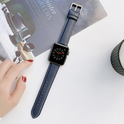 Sewing Leather Replacement Strap Watchband For Apple Watch Series - DealBuddy