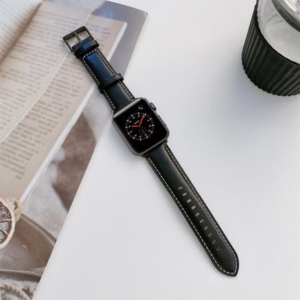 Sewing Leather Replacement Strap Watchband For Apple Watch Series, 7 41mm / 6&SE&5&4 40mm / 3&2&1 38mm, 7 45mm / 6&SE&5&4 44mm / 3&2&1 42mm - DealBuddy