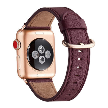 Classic Buckle Leather Replacement Strap Watchband For Apple Watch Series, 7 41mm / 6&SE&5&4 40mm / 3&2&1 38mm, 7 45mm / 6&SE&5&4 44mm / 3&2&1 42mm - DealBuddy
