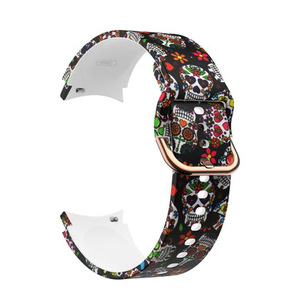For Samsung Galaxy Watch4 / Watch4 Classic Silicone Printing Replacement Strap Watchband, Tie Dye, Rainbow, Color Skull, Grey Flowers, Sunflower, Cat Paw, Candy - DealBuddy