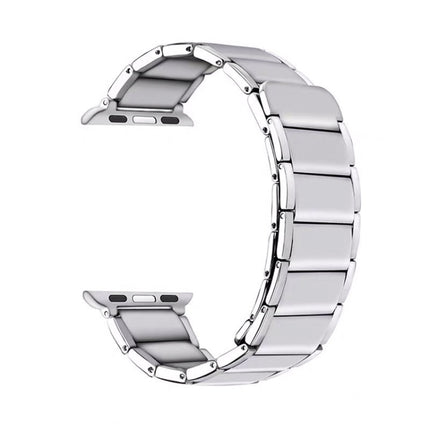 Bamboo Joint Magnetic Steel Replacement Strap Watchband For Apple Watch Series, 7 41mm / 6&SE&5&4 40mm / 3&2&1 38mm, 7 45mm / 6&SE&5&4 44mm / 3&2&1 42mm - DealBuddy