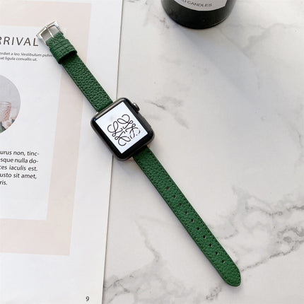 Litchi Texture Slimming Strap Watchband For Apple Watch Series, 7 41mm / 6&SE&5&4 40mm / 3&2&1 38mm, 7 45mm / 6&SE&5&4 44mm / 3&2&1 42mm - DealBuddy