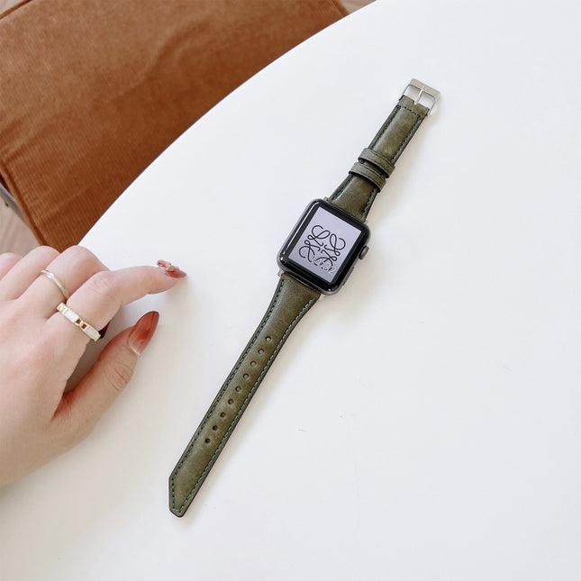 Knife Tail Shaped Cowhide Replacement Watchband For Apple Watch Series - DealBuddy