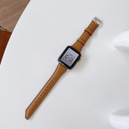 Knife Tail Shaped Cowhide Replacement Watchband For Apple Watch Series, 7 45mm / 6&SE&5&4 44mm / 3&2&1 42mm, 7 41mm / 6&SE&5&4 40mm / 3&2&1 38mm - DealBuddy