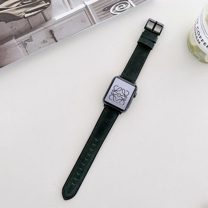 Crazy Horse Texture Matte Replacement Watchband For Apple Watch Series, 7 45mm / 6&SE&5&4 44mm / 3&2&1 42mm, 7 41mm / 6&SE&5&4 40mm / 3&2&1 38mm - DealBuddy