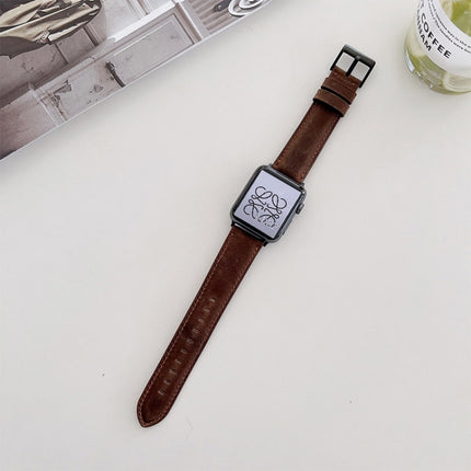 Crazy Horse Texture Matte Replacement Watchband For Apple Watch Series, 7 45mm / 6&SE&5&4 44mm / 3&2&1 42mm, 7 41mm / 6&SE&5&4 40mm / 3&2&1 38mm - DealBuddy