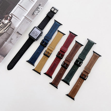 Crazy Horse Texture Matte Replacement Watchband For Apple Watch Series, 7 45mm / 6&SE&5&4 44mm / 3&2&1 42mm, 7 41mm / 6&SE&5&4 40mm / 3&2&1 38mm - DealBuddy
