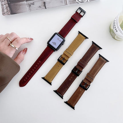 Crazy Horse Texture Matte Replacement Watchband For Apple Watch Series, 7 45mm / 6&SE&5&4 44mm / 3&2&1 42mm, 7 41mm / 6&SE&5&4 40mm / 3&2&1 38mm - DealBuddy