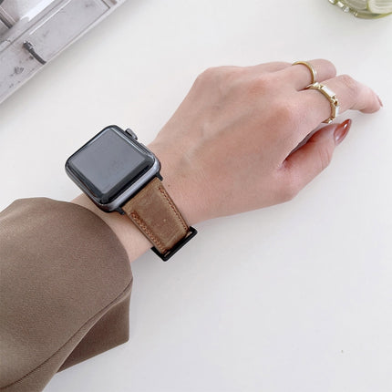 Crazy Horse Texture Matte Replacement Watchband For Apple Watch Series, 7 45mm / 6&SE&5&4 44mm / 3&2&1 42mm, 7 41mm / 6&SE&5&4 40mm / 3&2&1 38mm - DealBuddy