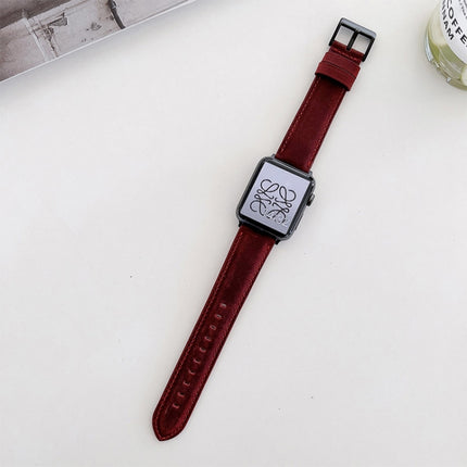 Crazy Horse Texture Matte Replacement Watchband For Apple Watch Series, 7 45mm / 6&SE&5&4 44mm / 3&2&1 42mm, 7 41mm / 6&SE&5&4 40mm / 3&2&1 38mm - DealBuddy