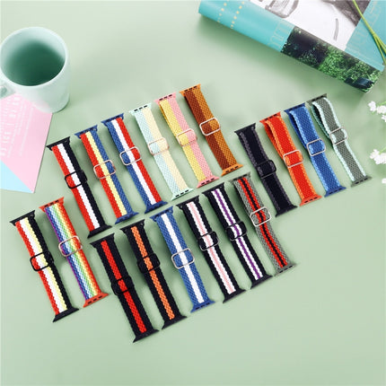 Adjustable Striped Woven Nylon Strap Watchband For Apple Watch Series, 7 41mm / 6&SE&5&4 40mm / 3&2&1 38mm, 7 45mm / 6&SE&5&4 44mm / 3&2&1 42mm - DealBuddy
