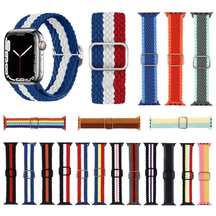 Adjustable Striped Woven Nylon Strap Watchband For Apple Watch Series, 7 41mm / 6&SE&5&4 40mm / 3&2&1 38mm, 7 45mm / 6&SE&5&4 44mm / 3&2&1 42mm - DealBuddy