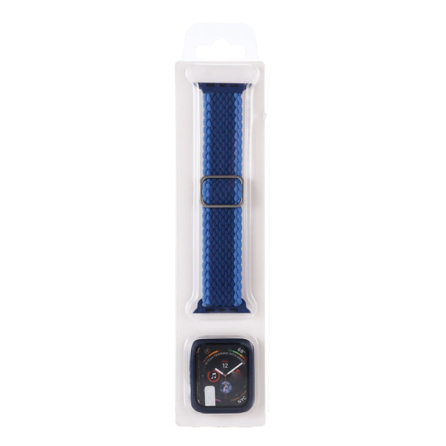 Adjustable Striped Woven Nylon Watchband + Watch Case Set For Apple Watch Series