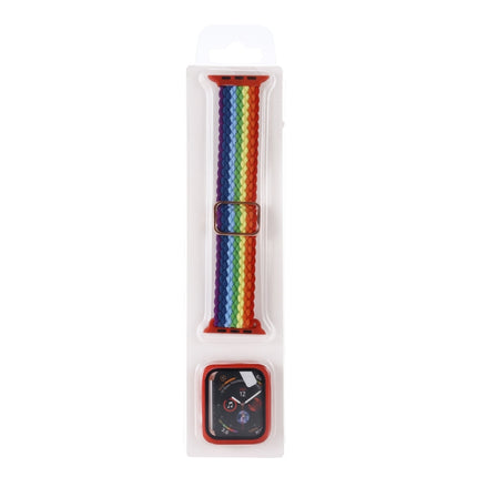 Adjustable Striped Woven Nylon Watchband + Watch Case Set For Apple Watch Series
