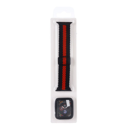 Adjustable Striped Woven Nylon Watchband + Watch Case Set For Apple Watch Series