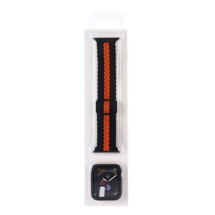 Adjustable Striped Woven Nylon Watchband + Watch Case Set For Apple Watch Series