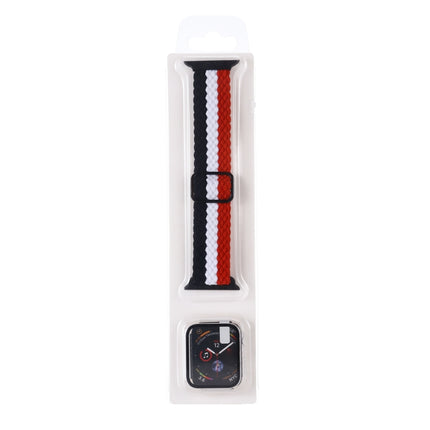 Adjustable Striped Woven Nylon Watchband + Watch Case Set For Apple Watch Series