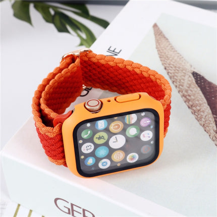 Adjustable Striped Woven Nylon Watchband + Watch Case Set For Apple Watch Series