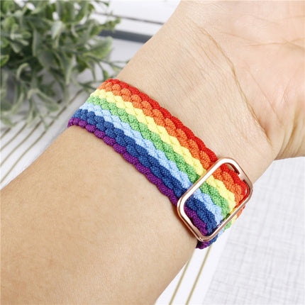Adjustable Striped Woven Nylon Watchband + Watch Case Set For Apple Watch Series
