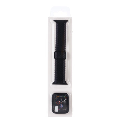 Adjustable Striped Woven Nylon Watchband + Watch Case Set For Apple Watch Series