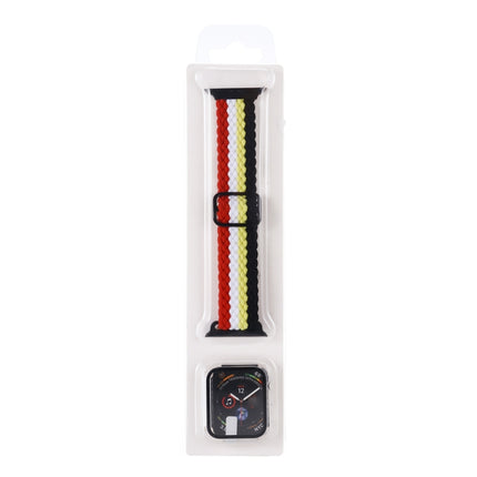 Adjustable Striped Woven Nylon Watchband + Watch Case Set For Apple Watch Series