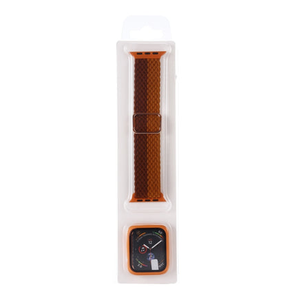 Adjustable Striped Woven Nylon Watchband + Watch Case Set For Apple Watch Series