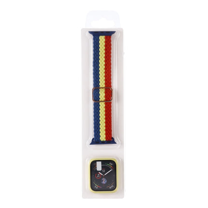 Adjustable Striped Woven Nylon Watchband + Watch Case Set For Apple Watch Series
