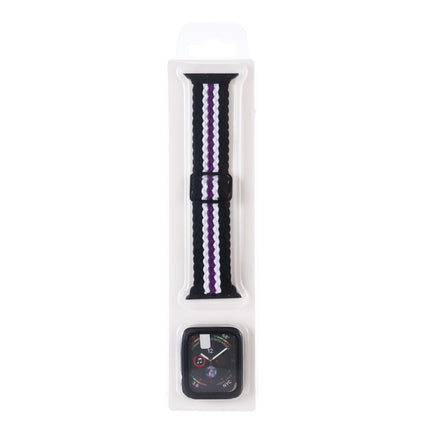 Adjustable Striped Woven Nylon Watchband + Watch Case Set For Apple Watch Series