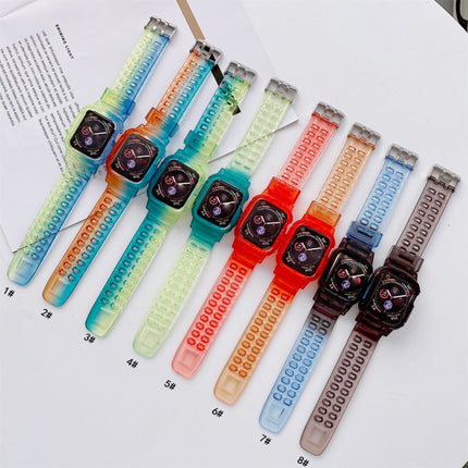 Jelly Gradient Transparent TPU Strap Watchband For Apple Watch Series, 7 41mm / 6&SE&5&4 40mm / 3&2&1 38mm, 7 45mm / 6&SE&5&4 44mm / 3&2&1 42mm - DealBuddy