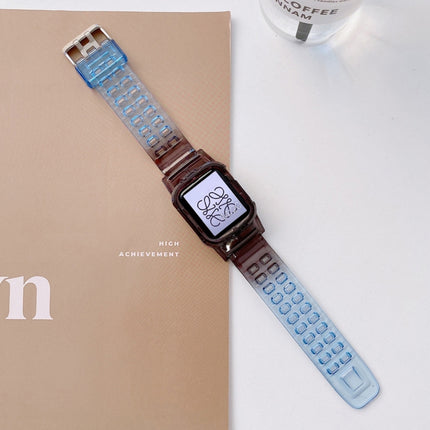 Jelly Gradient Transparent TPU Strap Watchband For Apple Watch Series, 7 41mm / 6&SE&5&4 40mm / 3&2&1 38mm, 7 45mm / 6&SE&5&4 44mm / 3&2&1 42mm - DealBuddy