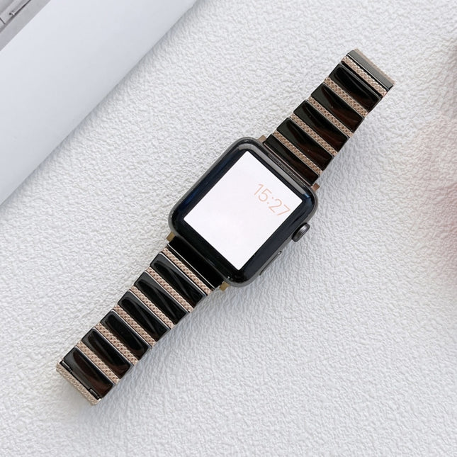 Ceramic One-bead Steel Strap Watchband For Apple Watch Series, 7 41mm / 6&SE&5&4 40mm / 3&2&1 38mm, 7 45mm / 6&SE&5&4 44mm / 3&2&1 42mm - DealBuddy