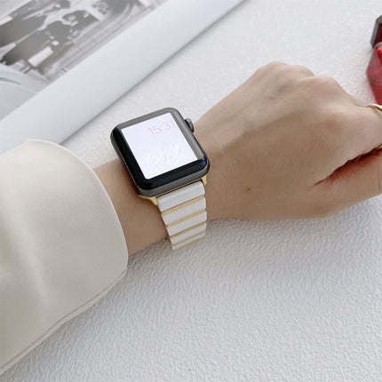 Ceramic One-bead Steel Strap Watchband For Apple Watch Series, 7 41mm / 6&SE&5&4 40mm / 3&2&1 38mm, 7 45mm / 6&SE&5&4 44mm / 3&2&1 42mm - DealBuddy