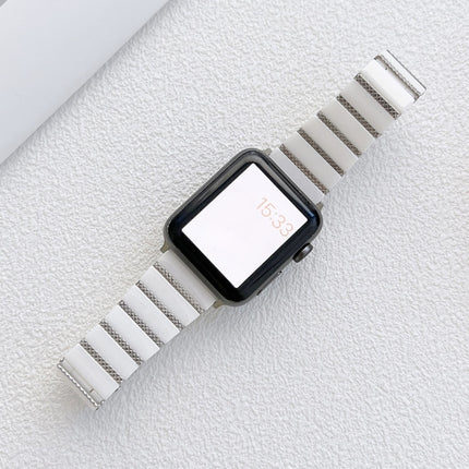 Ceramic One-bead Steel Strap Watchband For Apple Watch Series, 7 41mm / 6&SE&5&4 40mm / 3&2&1 38mm, 7 45mm / 6&SE&5&4 44mm / 3&2&1 42mm - DealBuddy