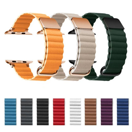 Magnetic Leather Strap Watchband For Apple Watch Series, 7 41mm / 6&SE&5&4 40mm / 3&2&1 38mm, 7 45mm / 6&SE&5&4 44mm / 3&2&1 42mm - DealBuddy