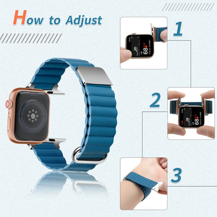 Magnetic Leather Strap Watchband For Apple Watch Series, 7 41mm / 6&SE&5&4 40mm / 3&2&1 38mm, 7 45mm / 6&SE&5&4 44mm / 3&2&1 42mm - DealBuddy