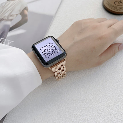 Five Baht Stripes Stainless Steel Strap Watchband For Apple Watch Series, 7 41mm / 6&SE&5&4 40mm / 3&2&1 38mm, 7 45mm / 6&SE&5&4 44mm / 3&2&1 42mm - DealBuddy