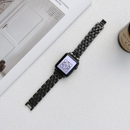 Five Baht Stripes Stainless Steel Strap Watchband For Apple Watch Series, 7 41mm / 6&SE&5&4 40mm / 3&2&1 38mm, 7 45mm / 6&SE&5&4 44mm / 3&2&1 42mm - DealBuddy